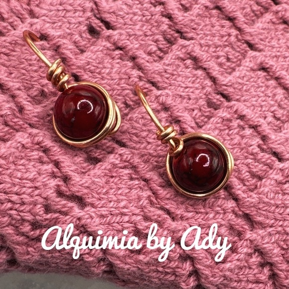 Alquimia by Ady Red and Gold Earrings - Picture 1 of 2